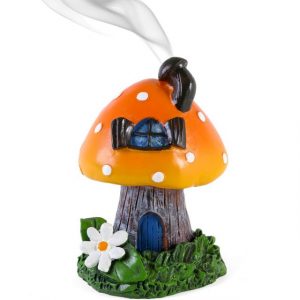 Orange Smoking toadstool incense cone holder