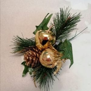 Gold Decorative Christmas Gift Pick With Apple