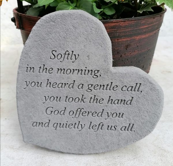 Softly In the Morning Heart Memorial Stone
