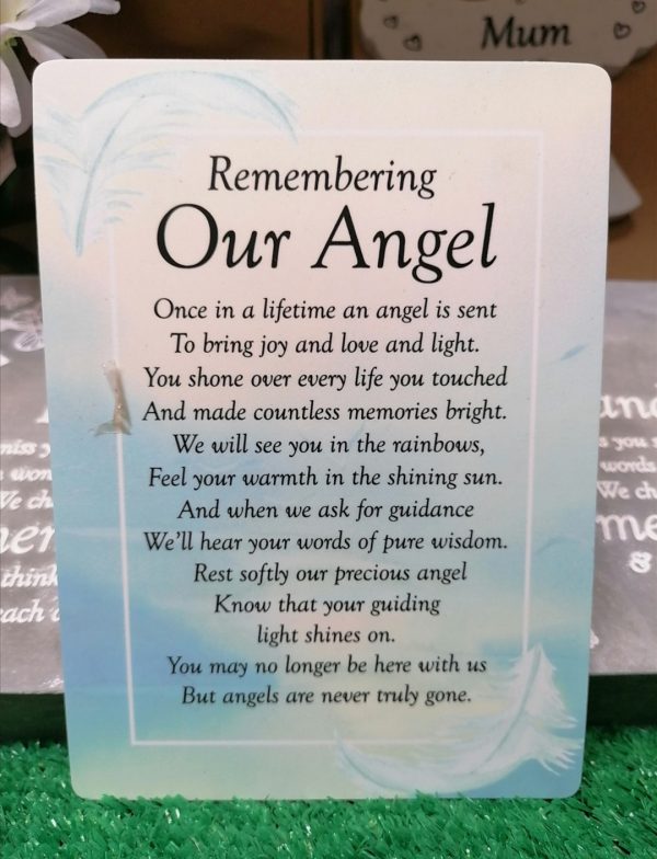 Remembering Our Angel Graveside Memorial Poem Card