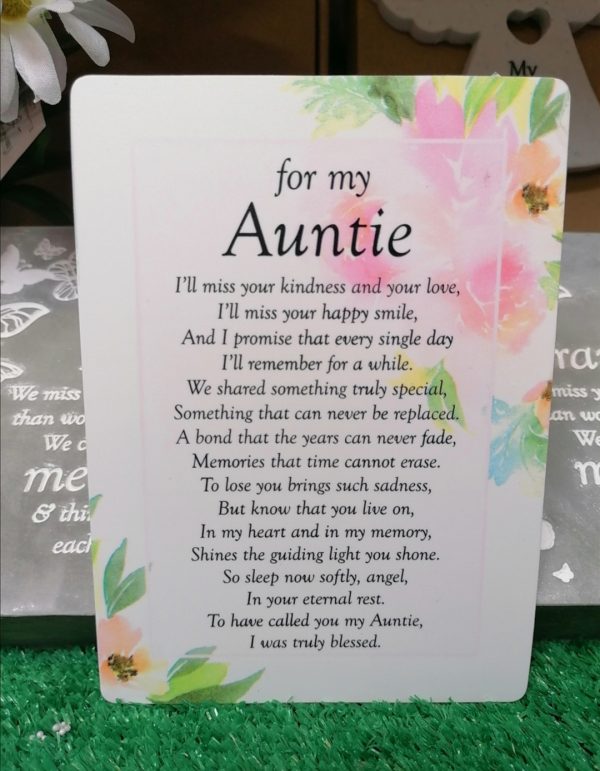 For My Auntie Memorial Poem Card
