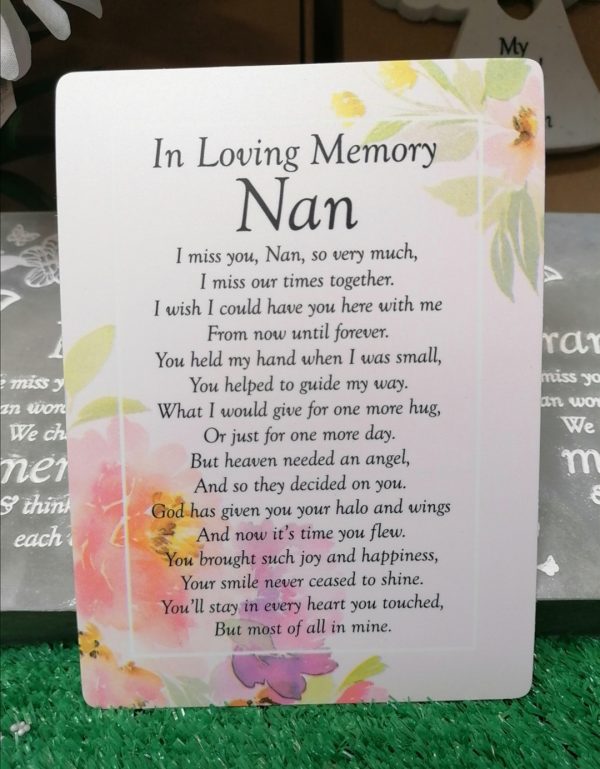 In Loving Memory Nan Memorial Poem Card