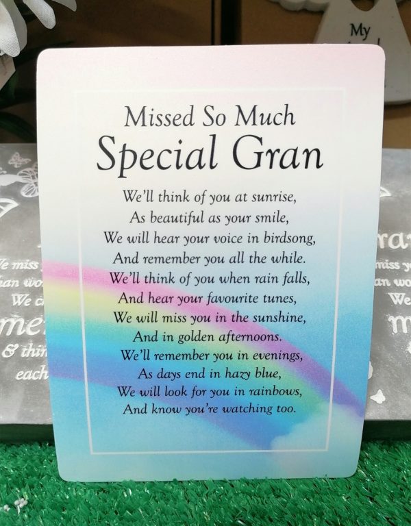 Missed So Much Gran Memorial Poem Card