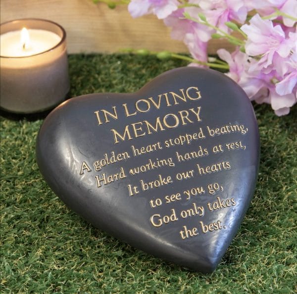 Dark Grey Graveside Heart In Loving Memory Memorial Plaque