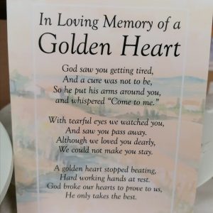 Graveside Memorial Card A Golden Heart