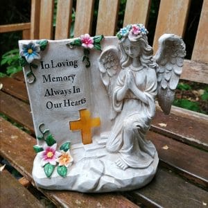 Nan And Grandad Graveside Memorial Plaque Praying Angel Tea Light Candle Special 