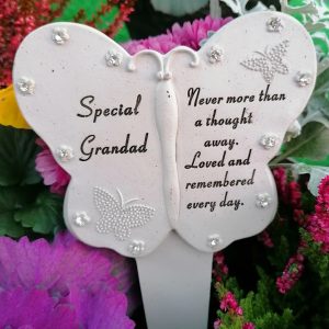 Graveside Ornament Grandad Diamante Butterfly Stake 14907A