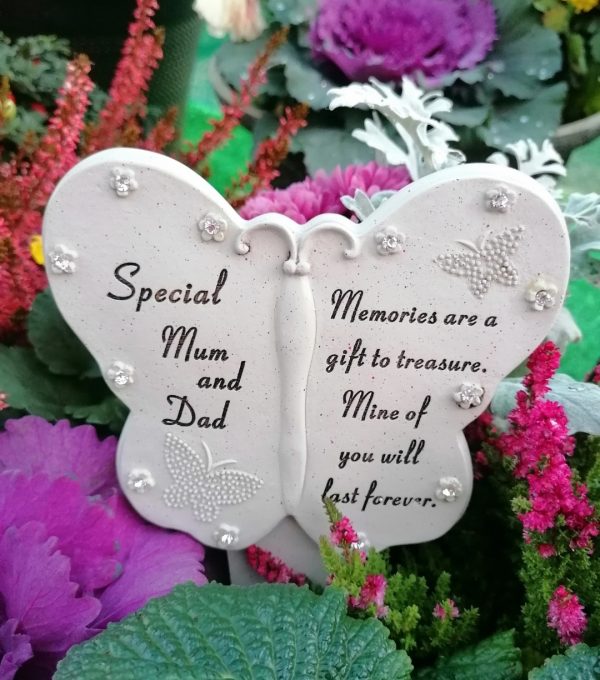 Graveside Ornament Mum and Dad Butterfly Stake