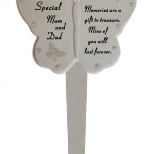 Mum and Dad Diamante Butterfly Stake