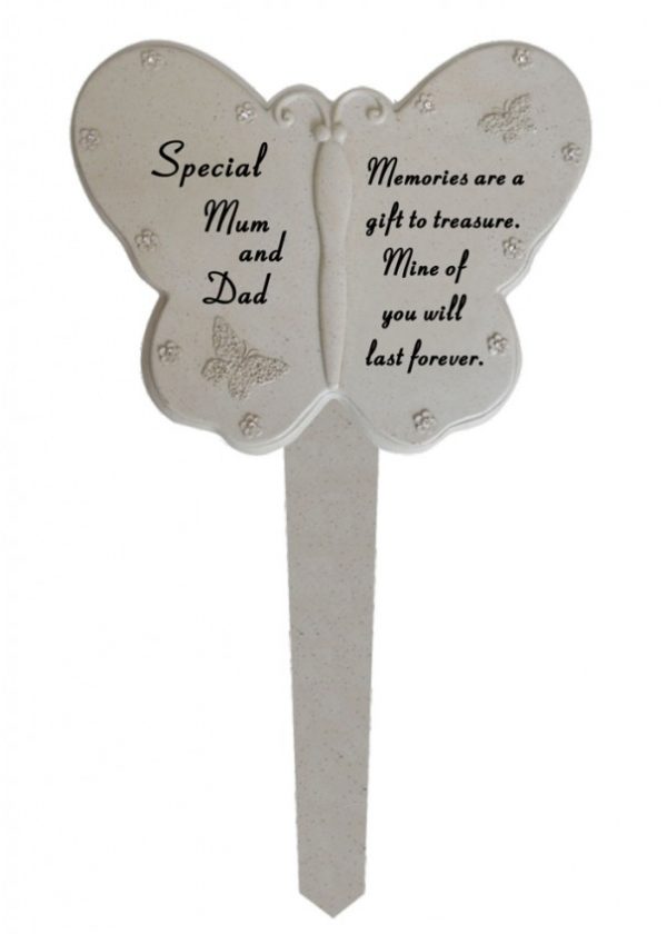 Mum and Dad Diamante Butterfly Stake