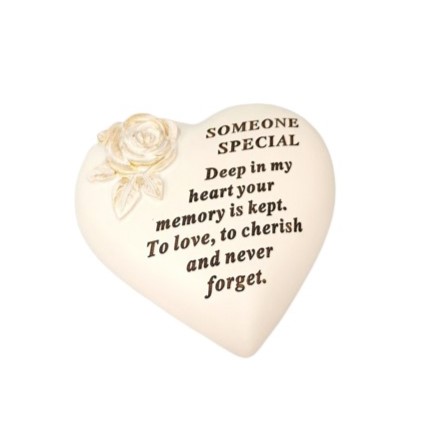 Cream and Gold Heart Graveside Stone Someone Special