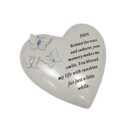 Graveside Son butterfly heart with blue gem decoration df17422H