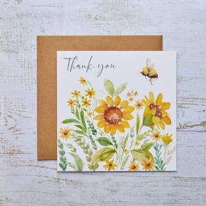Flowers And Bee Thank You Card