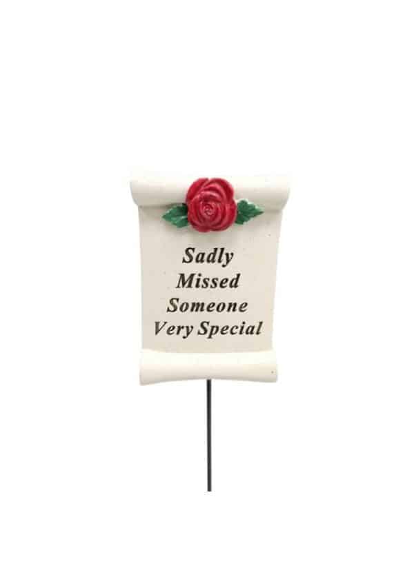 Graveside Someone Special Red Rose Scroll Stick df17640