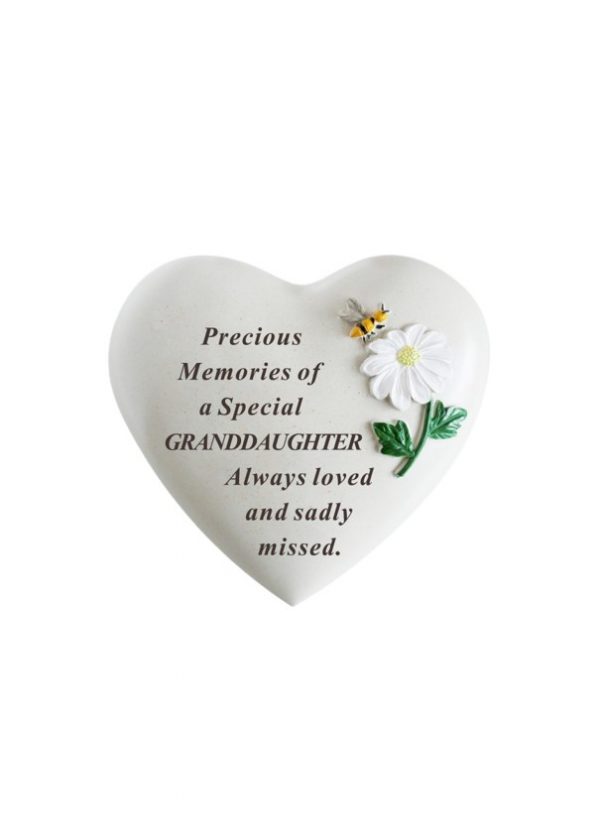 Heart Stone with Bee and Daisy Granddaughter df18341