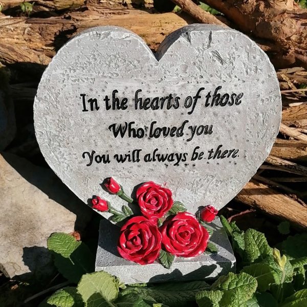 Graveside Heart with Red Rose