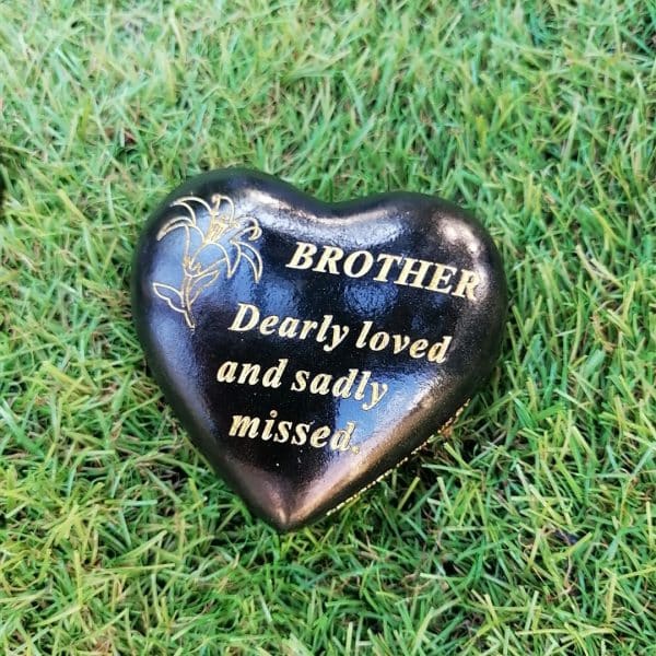 Graveside Black and Gold Lily Heart Brother DF18111J