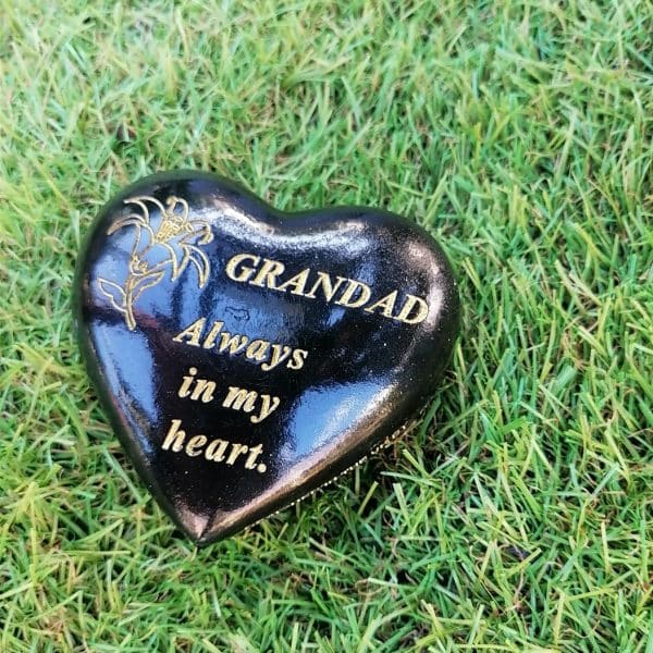 Graveside Black and Gold Lily Heart Grandad DF18111A