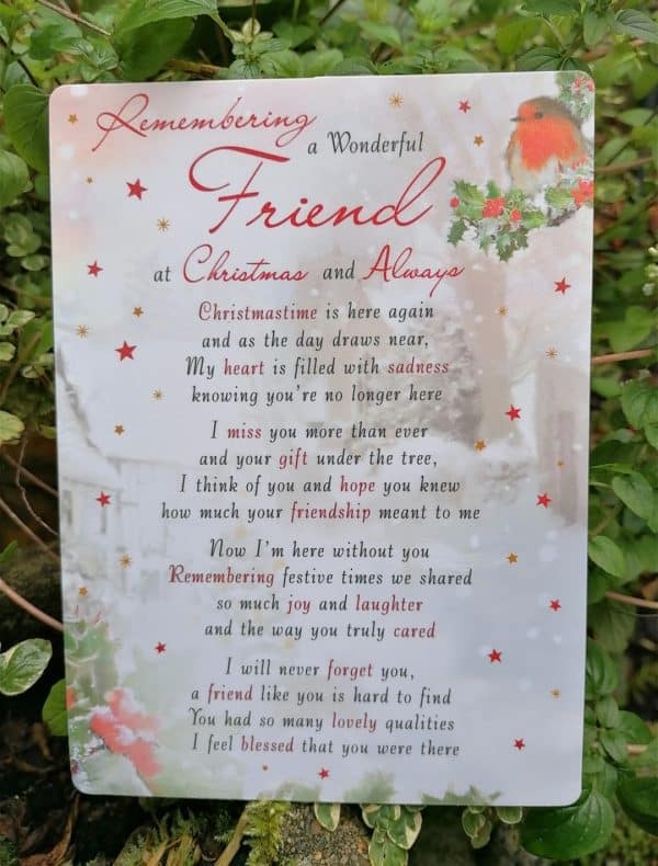 Graveside Memorial Card Christmas Friend C89035