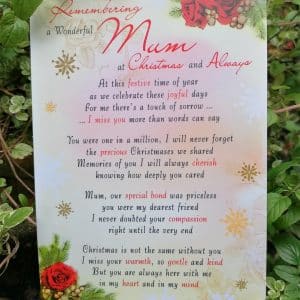 Graveside Memorial Card Christmas Mum C89025