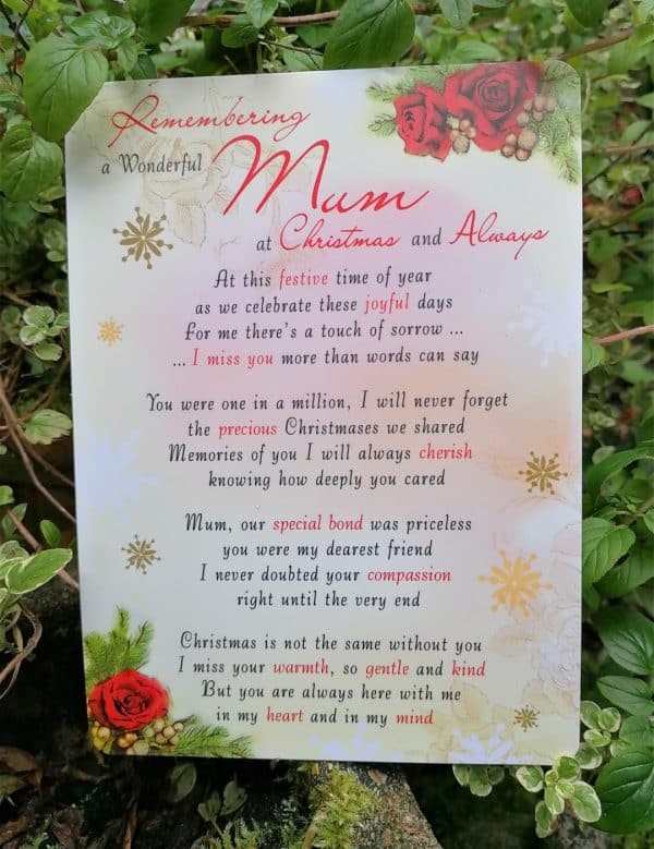 Graveside Memorial Card Christmas Mum C89025