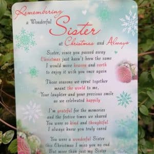 Graveside Memorial Card Christmas Sister C89028