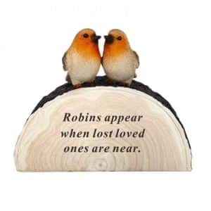 Graveside Ornament Two Robins on Log Loved Ones df19822LV