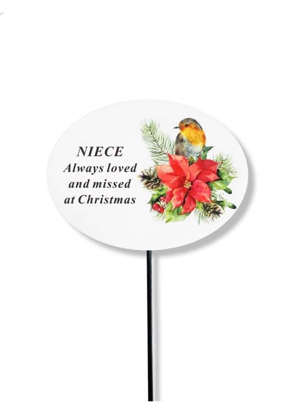 Graveside Robin Poinsettia Stick Niece df19604ni