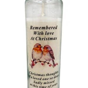 Glass Candle Christmas Robin Remembered With Love df20239LV